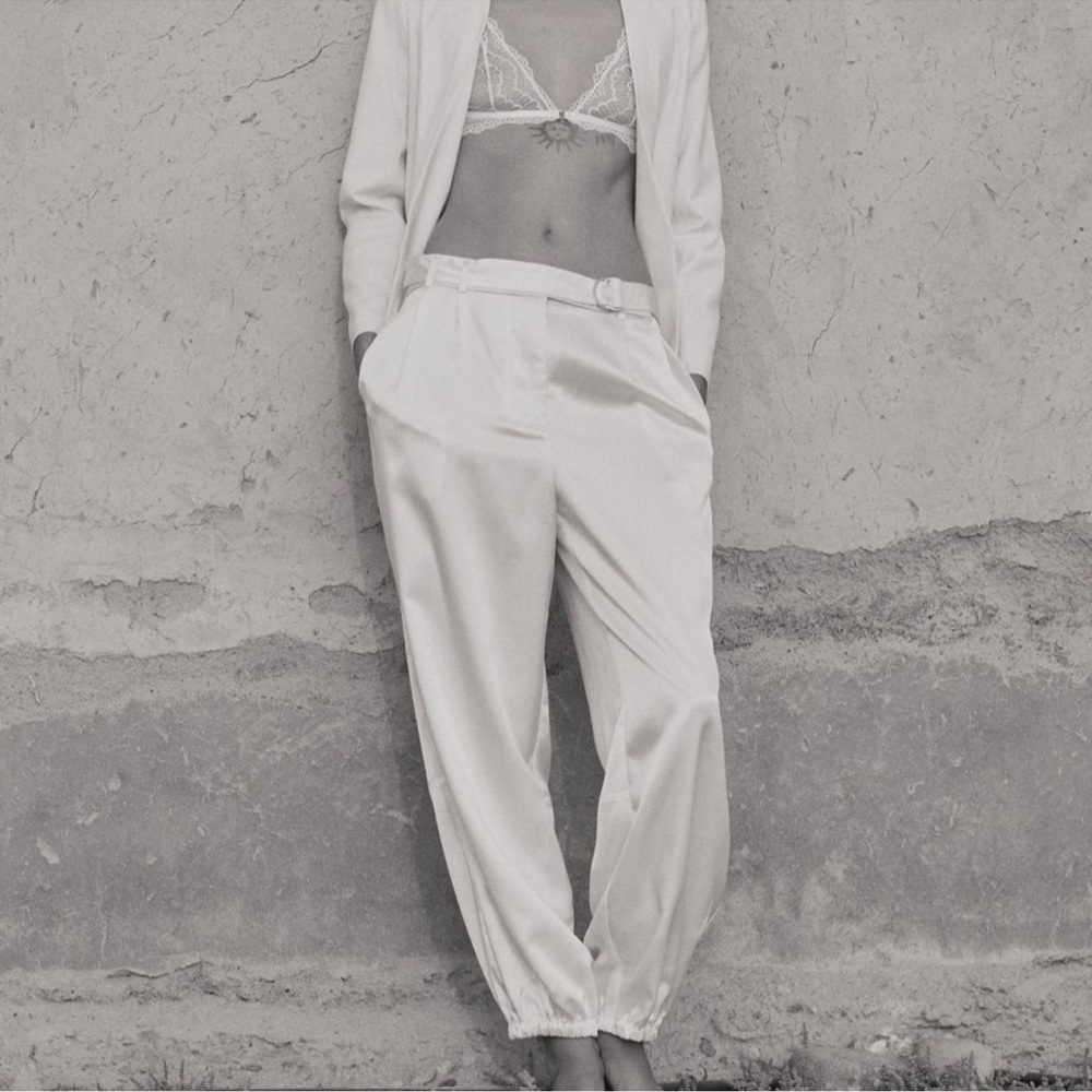 NWT Anthropologie Maeve Satin Belted Parachute Jogger Pants Size 8 - Picture 3 of 16